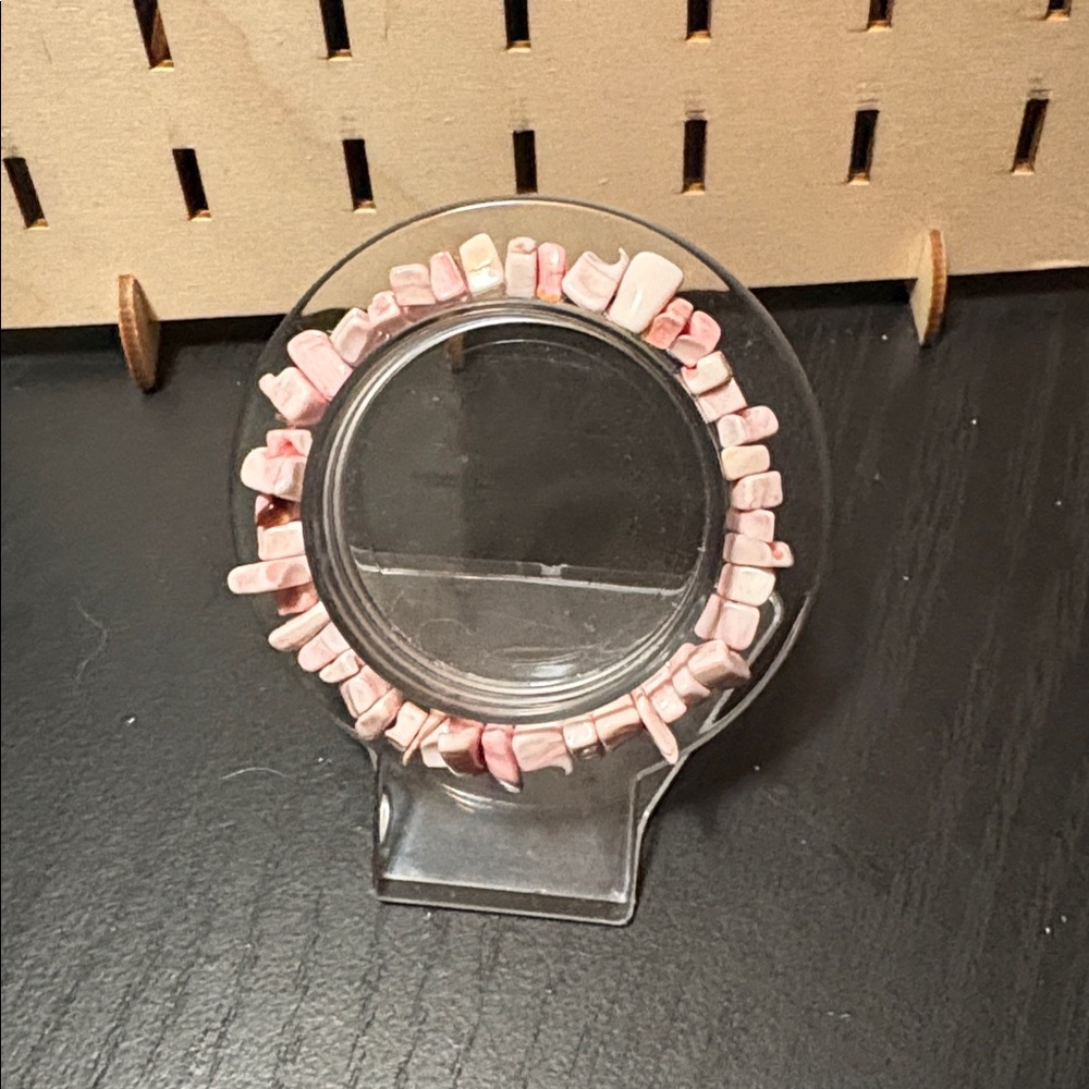 Handcrafted natural pink opal chip beaded bracelet